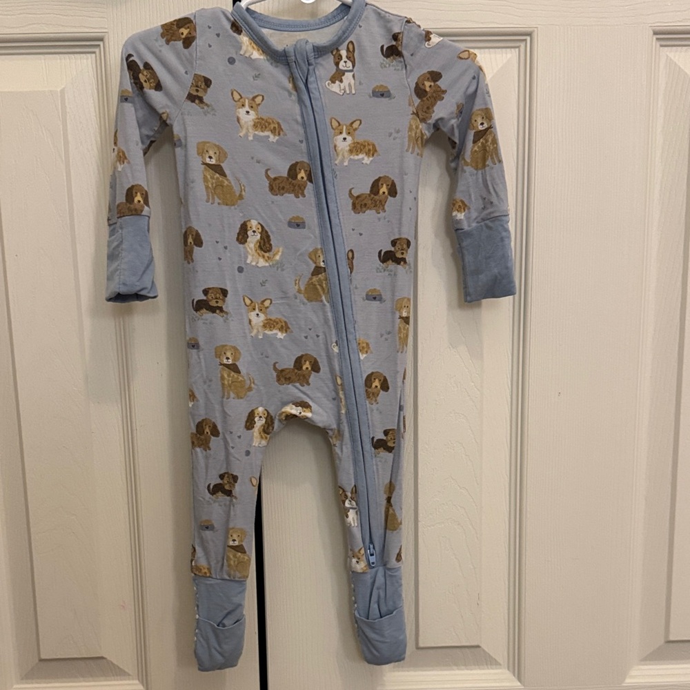 Angel Dear Blue Puppy Print Kids Footie